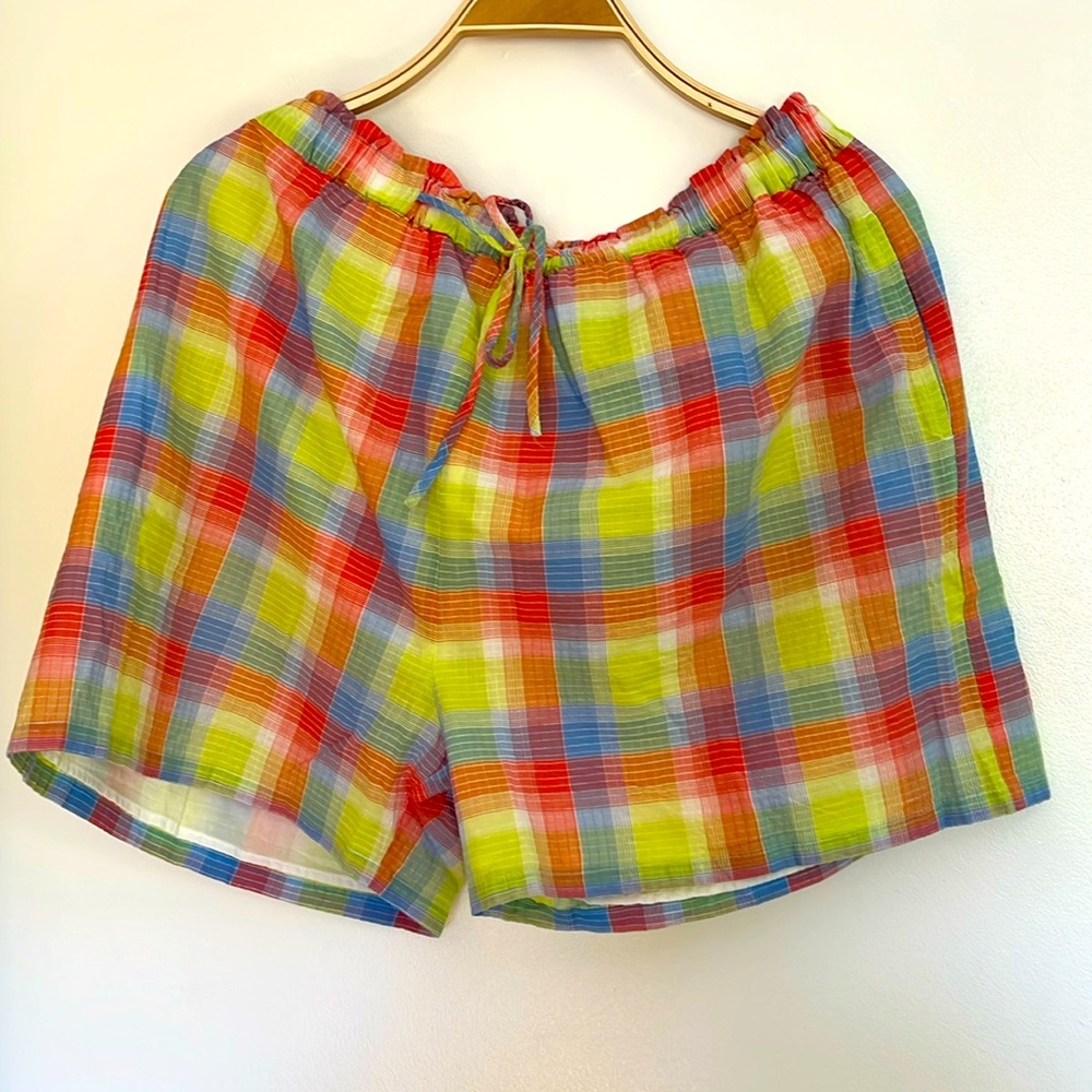 JOHNNY WAS Plaid Multicolor Women's Shorts LARGE